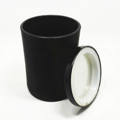 12oz sprayed matte black glass candle vessels and jars with black tin lid/metal lid