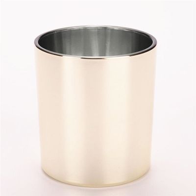 210ml 8oz straight metallic light gold glass candle holder jar