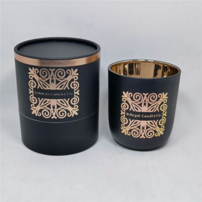 wholesale 8 oz 230 ml 10 oz matt black candle jar with rose gold metal lid