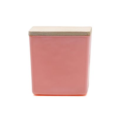8oz 10oz sprayed matt pink square glass candle jar with white box