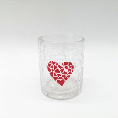 wholesale 150ml clear glass candle holder cracked 6oz glass candle jars