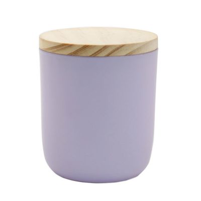 10oz Light purple violet glass candle jar with sealed wooden lid and white square gift box