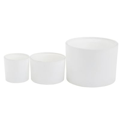 Matte white glass candle jar with wooden lid/flat bottom straight side glass candle holder