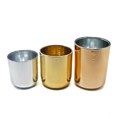 Electroplating 16 oz gold Silver rose gold glass candle jars with lid vessel custom logo