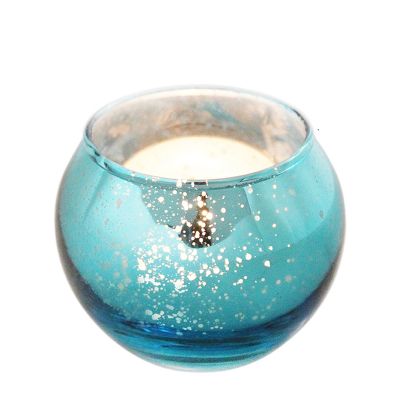 Sky blue modern home decoration antique crystal candle holder set of 12 pcs