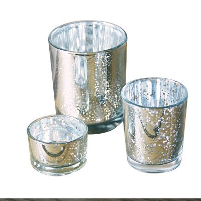 Silver set of 3 electroplated glass candle holder tea light candle holder candlestick crystal vases