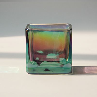 6*6cm square glass tealight candle holder colorful electroplating candle lamp