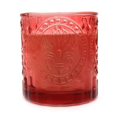 Factory red glass candle jar