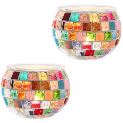 Votive Candle Holders Mosaic Glass Jars Votive Tealight Candle Holders for Holidays,Weddings,Home Decor Thanksgiving Gifts