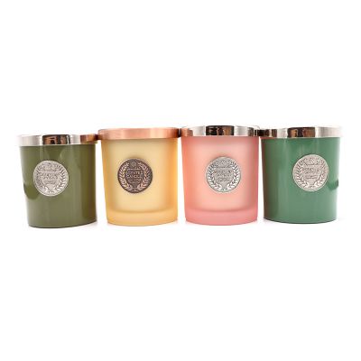 luxury multi-colorful glass candle holder candle glass jar