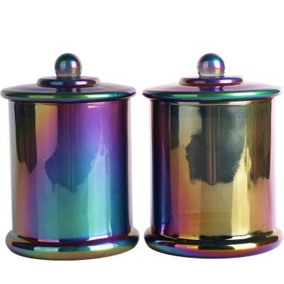 Electroplating Color Empty Glass Candle Holder Jar Container For Candle Making