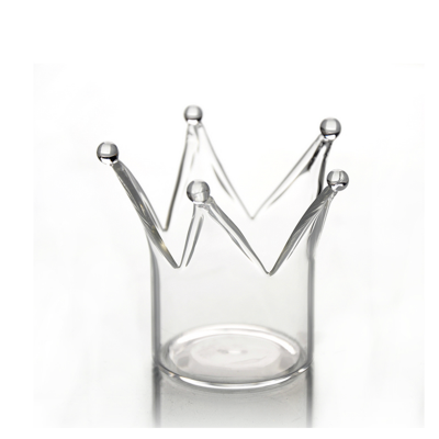 Clear Crown Glass Candle Holder