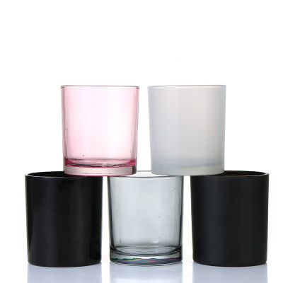 wholesale Luxury Custom Empty Matte Black Glass Candle Jars with lid