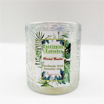 Luxury Custom Private Label High End Decorative Embossed/Relief Glass Candle Jar