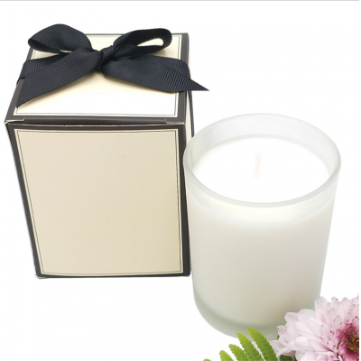 Luxury High Quality Matte/Frosted Black Glass Candle Jar with Pine Wood Lid