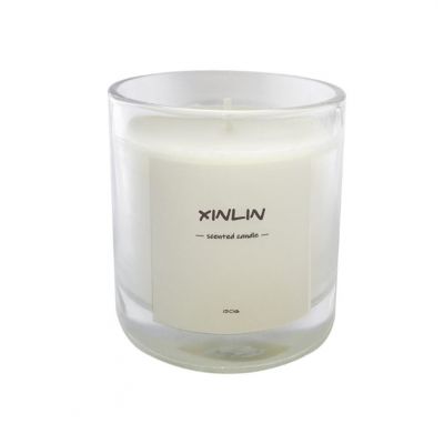Cheap Wholesale OEM Clear Glass Jar Candle With Wood Lid