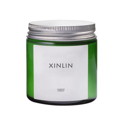 Home Decor Green Glass Candle Jar With Metal Lid