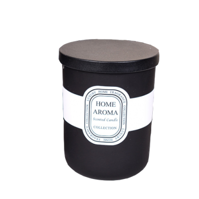 Luxury Black Matte Glass Candle Jar With Black Wood Lid