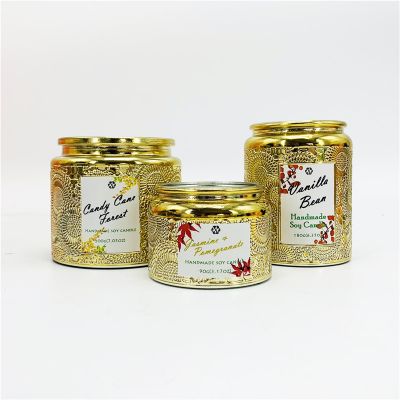 Hot Sale Custom Golden Glass Candle Jar in Bulk ForDecorative Christmas Wedding Gift
