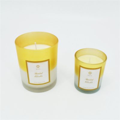 Luxury yellow and white glass candle jar
