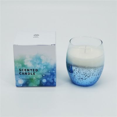 Luxury blue gradient egg shaped glass candle jar