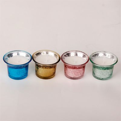 Mini size high quality home decor electroplating colorful glass candle jar