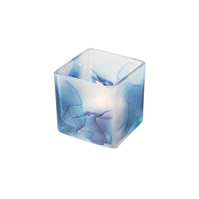 Marble Printed Rectangle Glass Candle Jars Square Creative Clear Canister Holder Custom Design Allowed