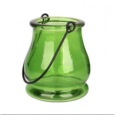 Double ears hanging glass candle holder tealight holder with rope