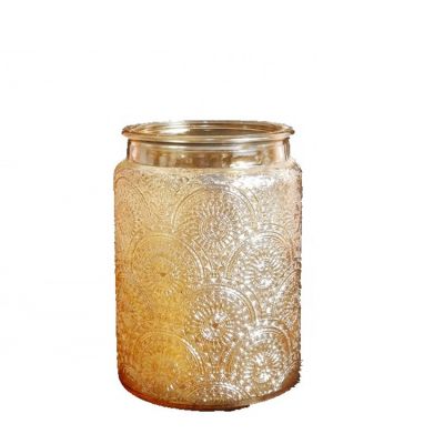 Wholesale electroplating mercury glass candle jar glass lantern with color