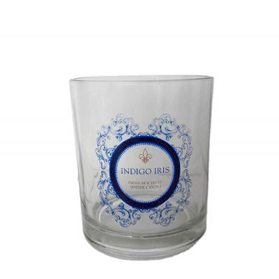 Wholesale Clear glass decal candle holder candle jar tealight holder with printing