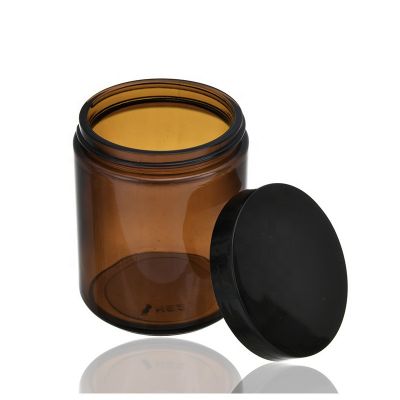 8oz Amber Glass Candle Jar with Lid for Scented Candles Empty Glassware Container Jars for OEM designs