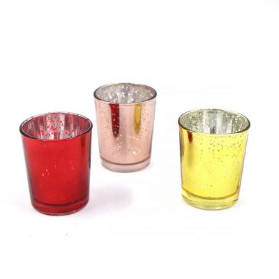 wholesale electroplated mercury glass tealight holder votives with customized color