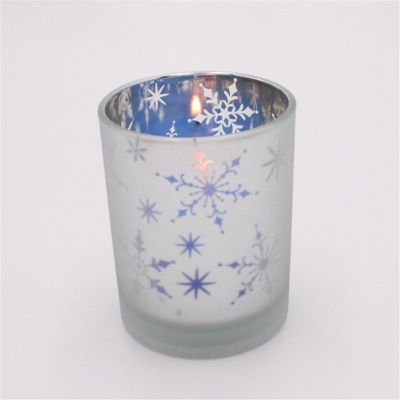 Home Decoration Handcraft Engraved Glass Handle Jar Candle Cup Holder