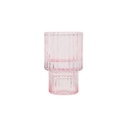 Ornamental circle crystal lotus flower candle holder glass candlestick
