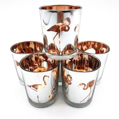 High quality printed bulk glass candle holder wholesale for wedding