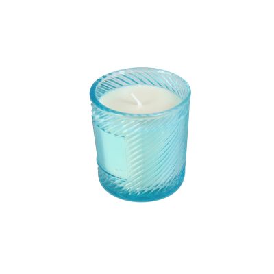 Wholesale blue color glass candle jar candle holder