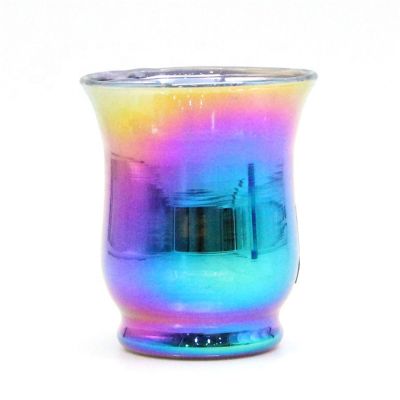 Jar Iridescent Hurricane Candle Glass Home Decoration Small 100% Man-made Accepted 3-7 Days Irridescent Hurricane Candleholder