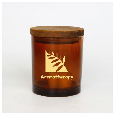 8 oz Amber Glass Candle Jars With Wooden Lids