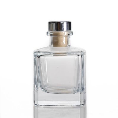 Square Shape Clear Perfume Diffuser Bottle 2oz Mini Fragrance Diffuser Bottle With Stopper