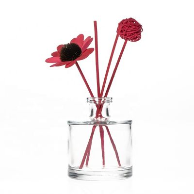 Manufacturer PROMOTION 150 ml Empty Air Fragrance Container Round Glass Reed Diffuser Bottle with Rattan