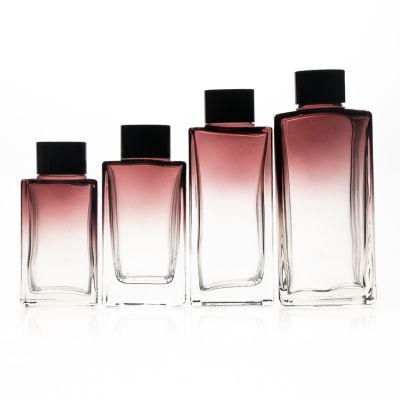 Luxury 250ml/150ml/100ml/90ml square rectangle shape thick base glass diffuser bottle with screw cap