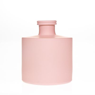 Supplier 100ml Empty Round Pink Glass Aroma Diffuser Bottle with Wooden Sola Flower