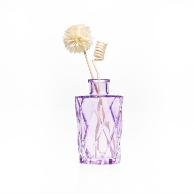 Home Decorative 200ml Red Purple Pink Coloured Flower Vase Glass Perfume Diffuser Bottle with Dried Flower