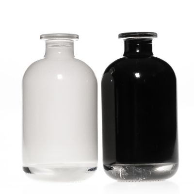 Popular Inside Spraying Colorful 250ml Black Fragrance Bottles 8oz Round White Reed Diffuser Glass Bottle