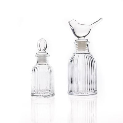 Empty Engraving Glass Aroma Reed Diffuser Bottle 100 ml Fragrance Bottle With Flowers