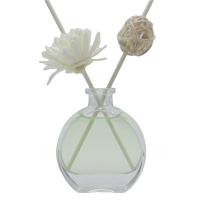 30 ML Round Flat Simple Style Clear Transparent Glass Decorative Reed Diffuser Bottles