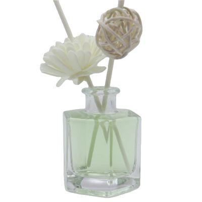 50 Ml Hexagon Refillable Luxury Classic Clear Reed Diffuser Glass Bottle With Rattan Cork