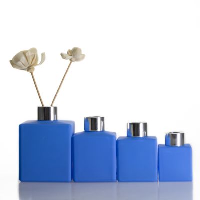 Wholesale Square Shape Blue 100ml 50ml Reed Diffuser Glass Bottle For Home Decor
