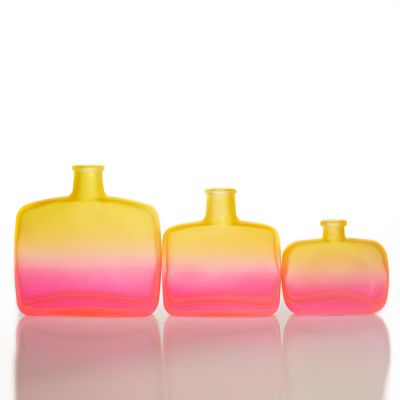 Home Decor Flat Square Yellow 200ml Matte Reed Aroma Diffuser Glass Bottle