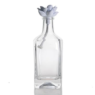Custom Clear Aroma Bottle Glass 500ml Scent Square Reed Diffuser Bottle For Air Fresher